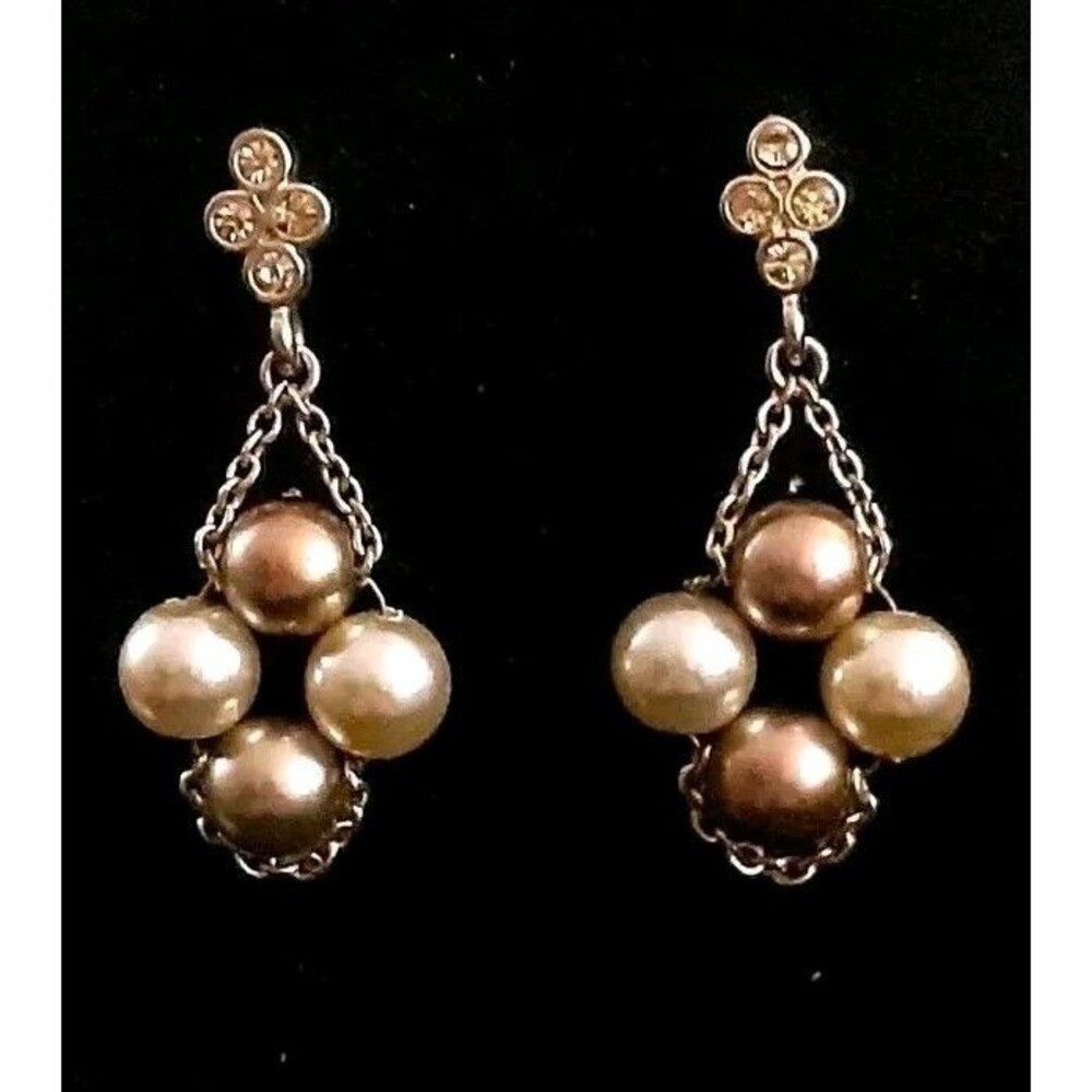 Vintage Carolee Goldtone Gold Faux pearl Dangle/drop earrings